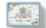 TEDDY BEAR BABY SHOWER CAKE TOPPER, BEAR CAKE TOPPER, BEAR BABY SHOWER, WE CAN BEARLY WAIT BABY SHOWER, CAKE TOPPER, EDIBLE IMAGE