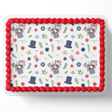 4th of July cake topper edible image, forth of July, 4th of July, cake topper, edible image, cupcake toppers