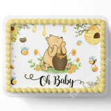 Pooh Bear Edible Photo Cake Topper | Boy's Baby Shower