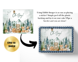 Let the adventure begin baby shower cake topper, the greatest adventure is about to begin, adventure awaits baby shower, cake topper, woodland cake topper, woodland baby shower, edible image, edible sugar art