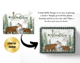 Let the adventure begin baby shower cake topper, the greatest adventure is about to begin, adventure awaits baby shower, cake topper, woodland cake topper, woodland baby shower, edible image, edible sugar art
