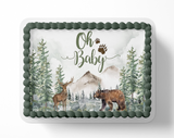 Let the adventure begin baby shower cake topper, the greatest adventure is about to begin, adventure awaits baby shower, cake topper, woodland cake topper, woodland baby shower, edible image, edible sugar art