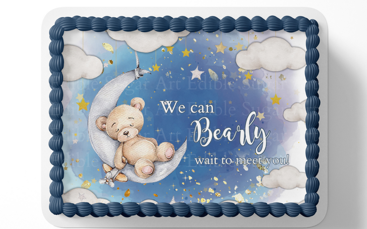 WE CAN BEARLY WAIT BABY SHOWER, TEDDY BEAR BABY SHOWER CAKE TOPPER, BE ...