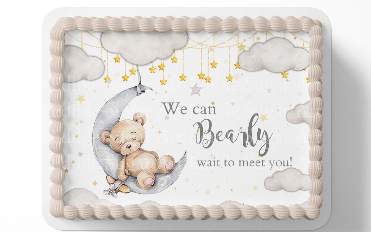 WE CAN BEARLY WAIT BABY SHOWER, TEDDY BEAR BABY SHOWER CAKE TOPPER, BE ...