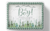 woodland baby shower cake topper edible image
