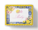 Oh Baby Lemon Mediterranean Tile Baby Shower Cake Topper