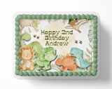 Dinosaur Birthday cake topper edible image