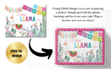 LLAMA BIRTHDAY CAKE TOPPER, LLAMA PARTY DECORATION, LLAMA CAKE TOPPER, LLAMA FIRST BIRTHDAY, SHEET CAKE TOPPER EDIBLE IMAGE