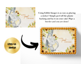 ELEPHANT BABY SHOWER Sunflower Cake Topper Edible Image ELEPHANT Sheet Cake Topper