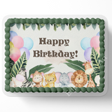 Safari Birthday CAKE Topper Edible Image Safari Birthday party cake Edible Image Safari Baby shower cake Decorations Personalized cake topper
