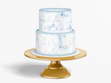 Pooh Bear Toile  Cake Wrap | Personalized Edible Icing Wraps | Boy Baby Shower Theme