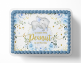 A Sweet Little Peanut Is On The Way Elephant Baby Shower, Elphant Cake Topper, Cute Elephants, Baby Elephants, Edible image, Sheet cake decorations