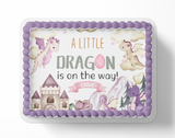 Dragon Baby Shower Cake Topper,  A Little Dragon is on The Way, Boy Dragon Baby Shower, Girl Dragon baby Shower, Watercolor Dragons, Mythical Storybook Baby Shower