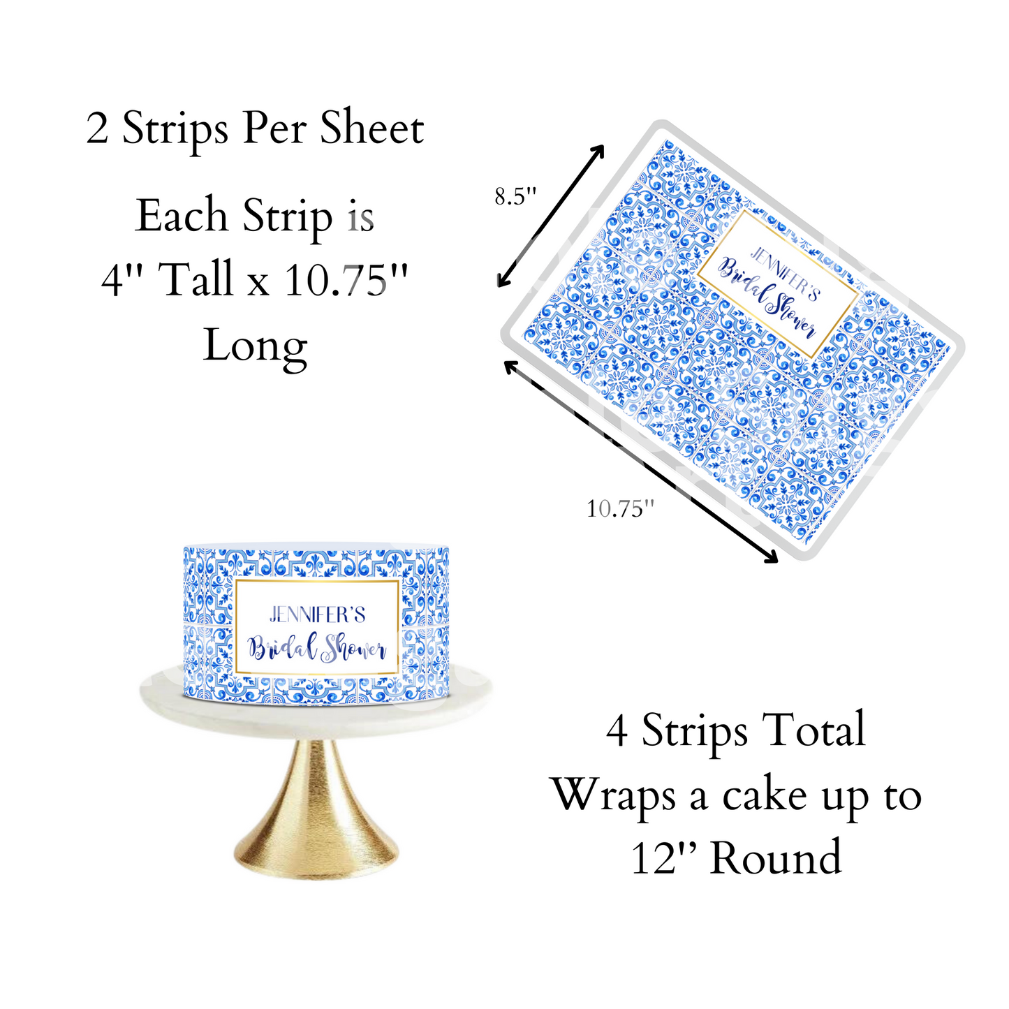 Mediterranean Tiles, Blue and White Tile Edible Paper, Italy, Italian Blue Tile, Icing Image, Italian, Greek, Moroccan Tiles