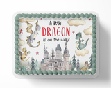 Dragon Baby Shower Cake Topper,  A Little Dragon is on The Way, Boy Dragon Baby Shower, Girl Dragon baby Shower, Watercolor Dragons, Mythical Storybook Baby Shower