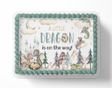Dragon Baby Shower Cake Topper,  A Little Dragon is on The Way, Boy Dragon Baby Shower, Girl Dragon baby Shower, Watercolor Dragons, Mythical Storybook Baby Shower
