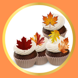 Fall Edible Leaf Cupcake Toppers, edible leaves, wafer paper leaves, cake decor, cupcake toppers