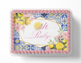 Oh Baby Lemon Mediterranean Tile Baby Shower Cake Topper