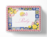 Oh Baby Lemon Mediterranean Tile Baby Shower Cake Topper