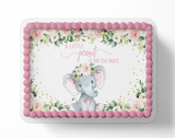 Elephant Baby Shower Sheet Cake Topper Edible Image 