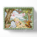 Pooh Bear Baby SHower CAke Topper, Pooh Bear Cake Topper, Sheet Cake decorations