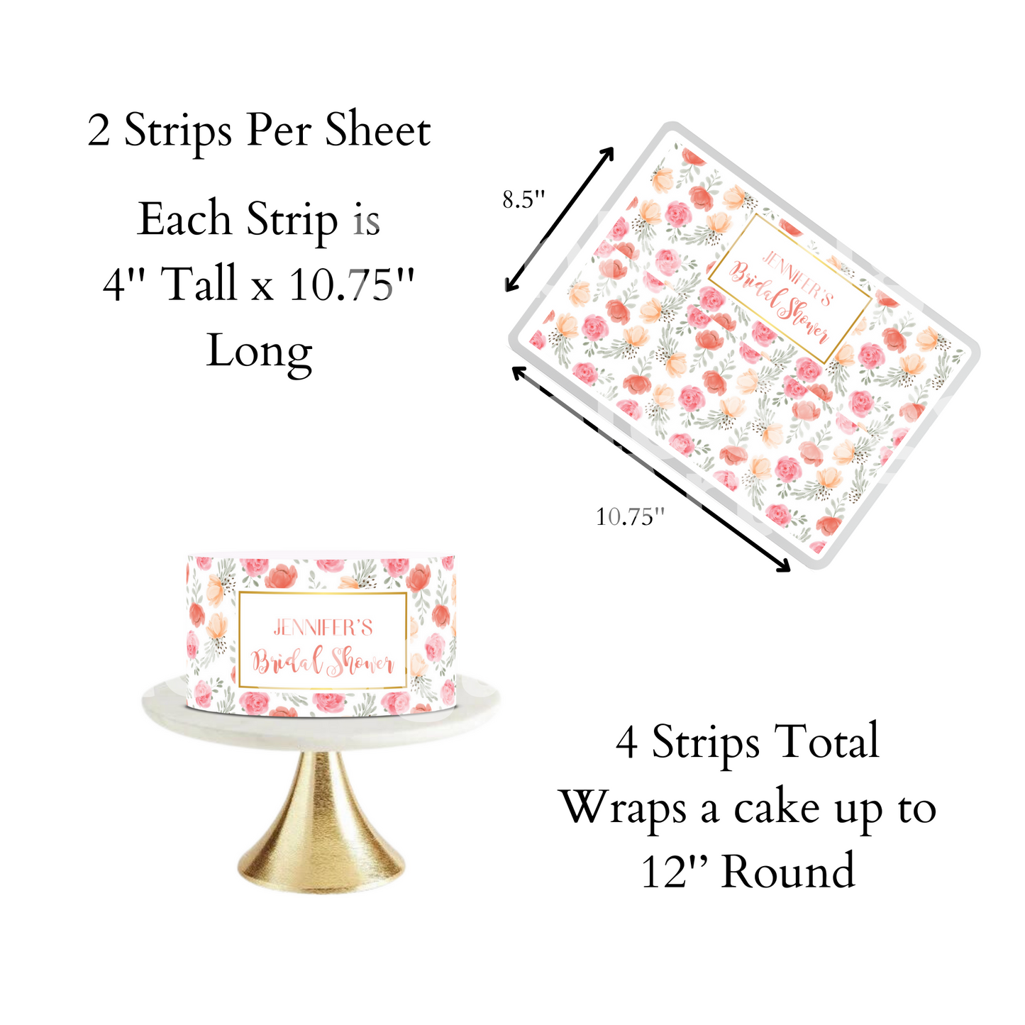 Spring Bridal Shower, Spring Baby Shower, Cake Topper, Floral Cake Topper, Spring Flowers, Summer Cake Topper