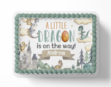 Dragon Baby Shower Cake Topper,  A Little Dragon is on The Way, Boy Dragon Baby Shower, Girl Dragon baby Shower, Watercolor Dragons, Mythical Storybook Baby Shower