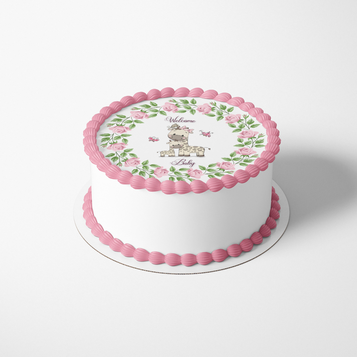 Giraffe Baby Shower Cake Topper, Elephant cake Decorations, Cake Wrap, Sheet Cake Topper
