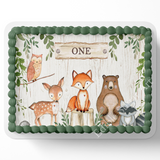 woodland cake topper, woodland first birthday, woodland first birthday cake topper, woodland party, woodland sheet cake, sheet cake topper, edible image