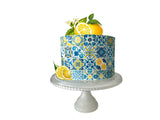 Portuguese Tile Italy Italian Blue tile Cake Icing Image Lemon cake Mediterranean Tiles Italian, Greek, Moroccan Tiles