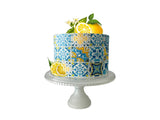Blue and White Tile Edible Paper Italy Italian Blue tile Cake Icing Image Lemon cake Mediterranean Tiles Italian, Greek, Moroccan Tiles