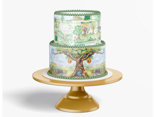 Pooh Bear Cake Side Wraps | Personalized Edible Image | Baby Shower Decor