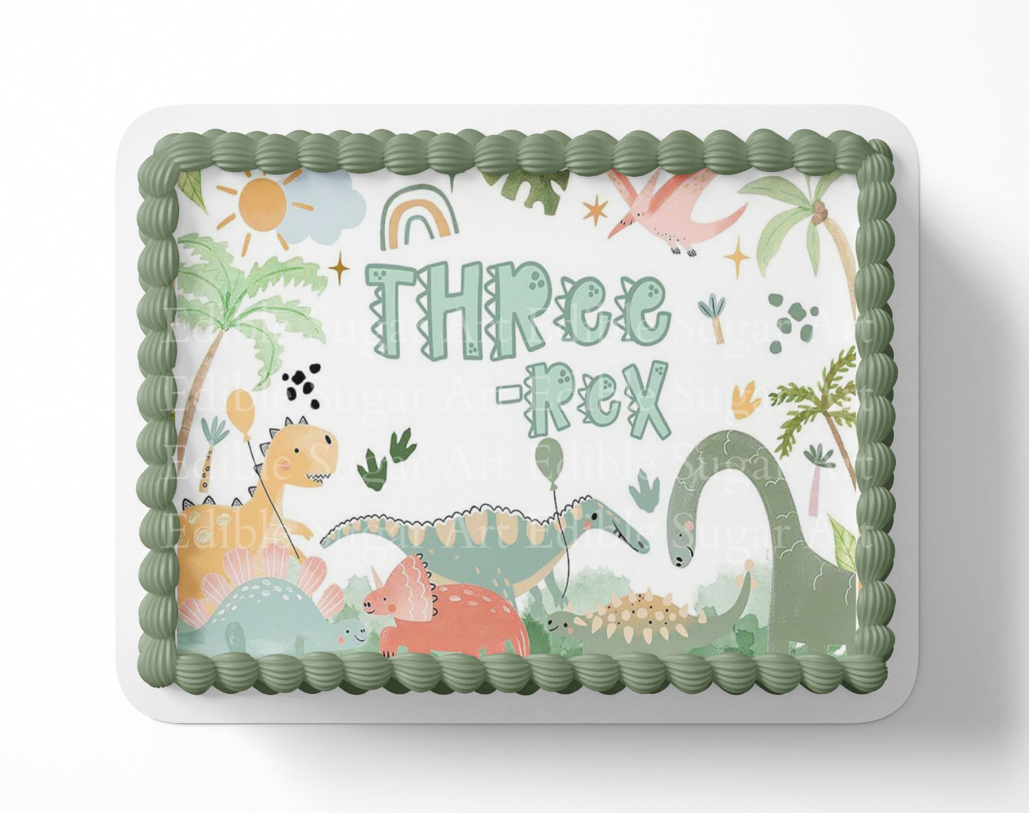 Dinosaur Birthday Cake Topper Edible Image   