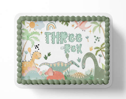 Dinosaur Birthday Cake Topper Edible Image   