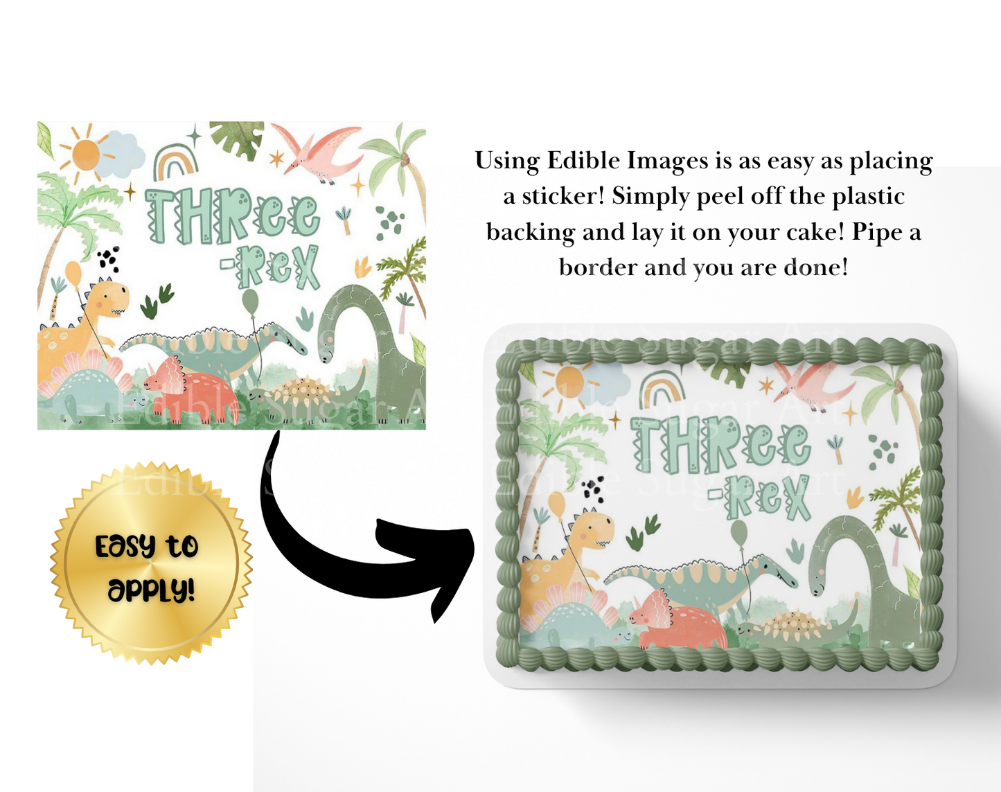 Dinosaur Birthday Cake Topper Edible Image   
