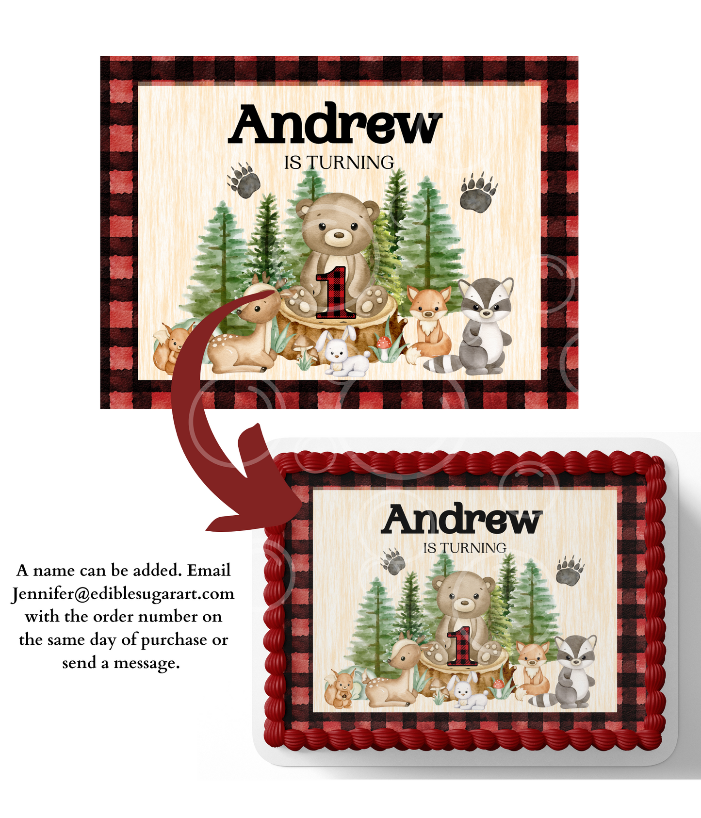 WOODLAND FIRST BIRTHDAY CAKE TOPPER, WOODLAND CAKE TOPPER,  WOODLAND DECORATIONS, WOODLAND PARTY, EDIBLE IMAGE, EDIBLE PICTURE