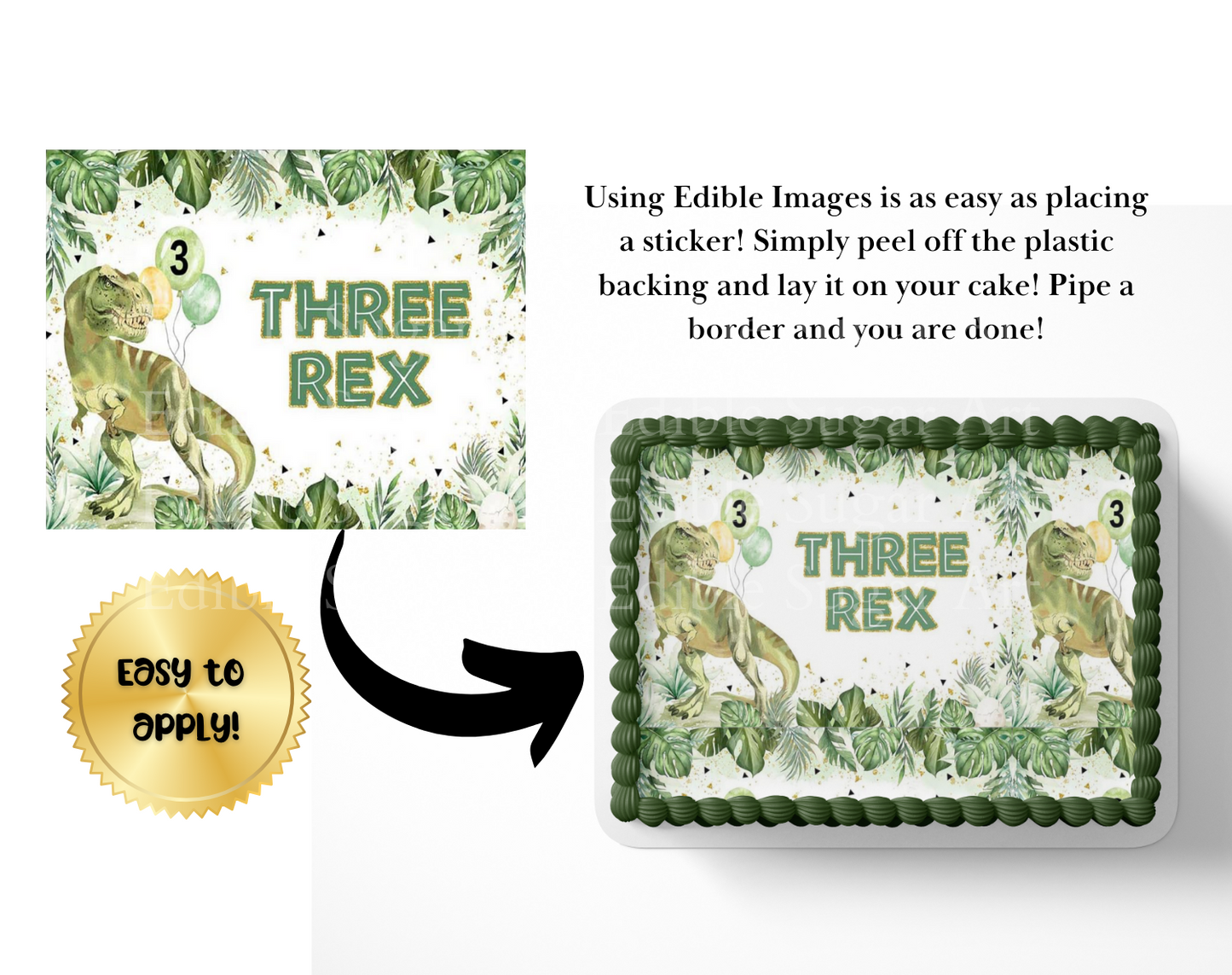 Dinosaur Birthday Cake Topper Edible Image   