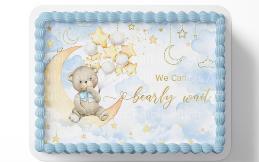 We Can Bearly Wait baby Shower Cake Topper, TEDDY BEAR BABY SHOWER CAKE TOPPER, BEAR CAKE TOPPER, BEAR BABY SHOWER,
