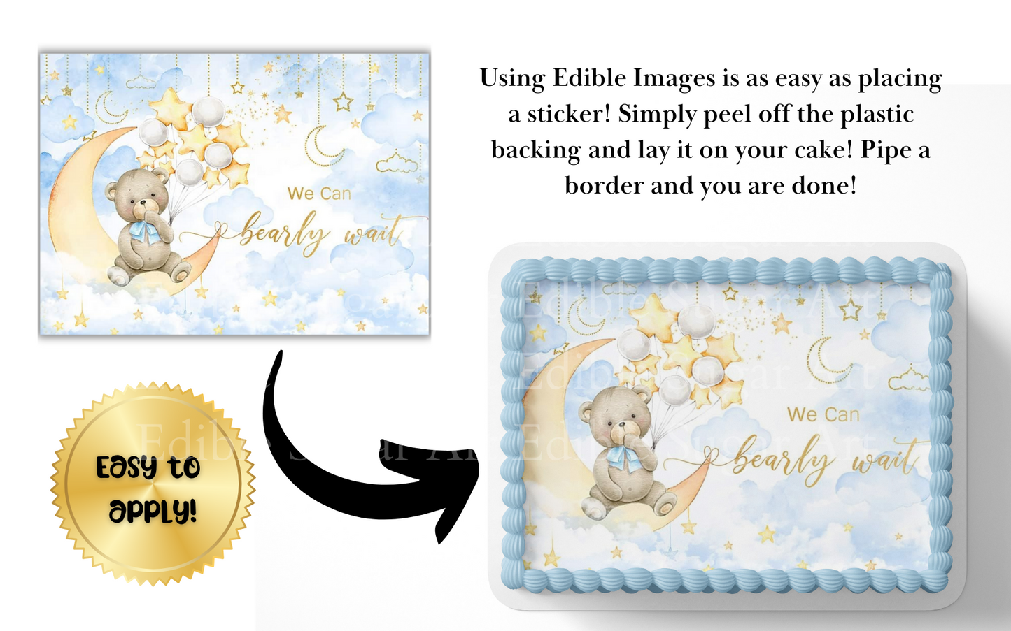 We Can Bearly Wait baby Shower Cake Topper, TEDDY BEAR BABY SHOWER CAKE TOPPER, BEAR CAKE TOPPER, BEAR BABY SHOWER,