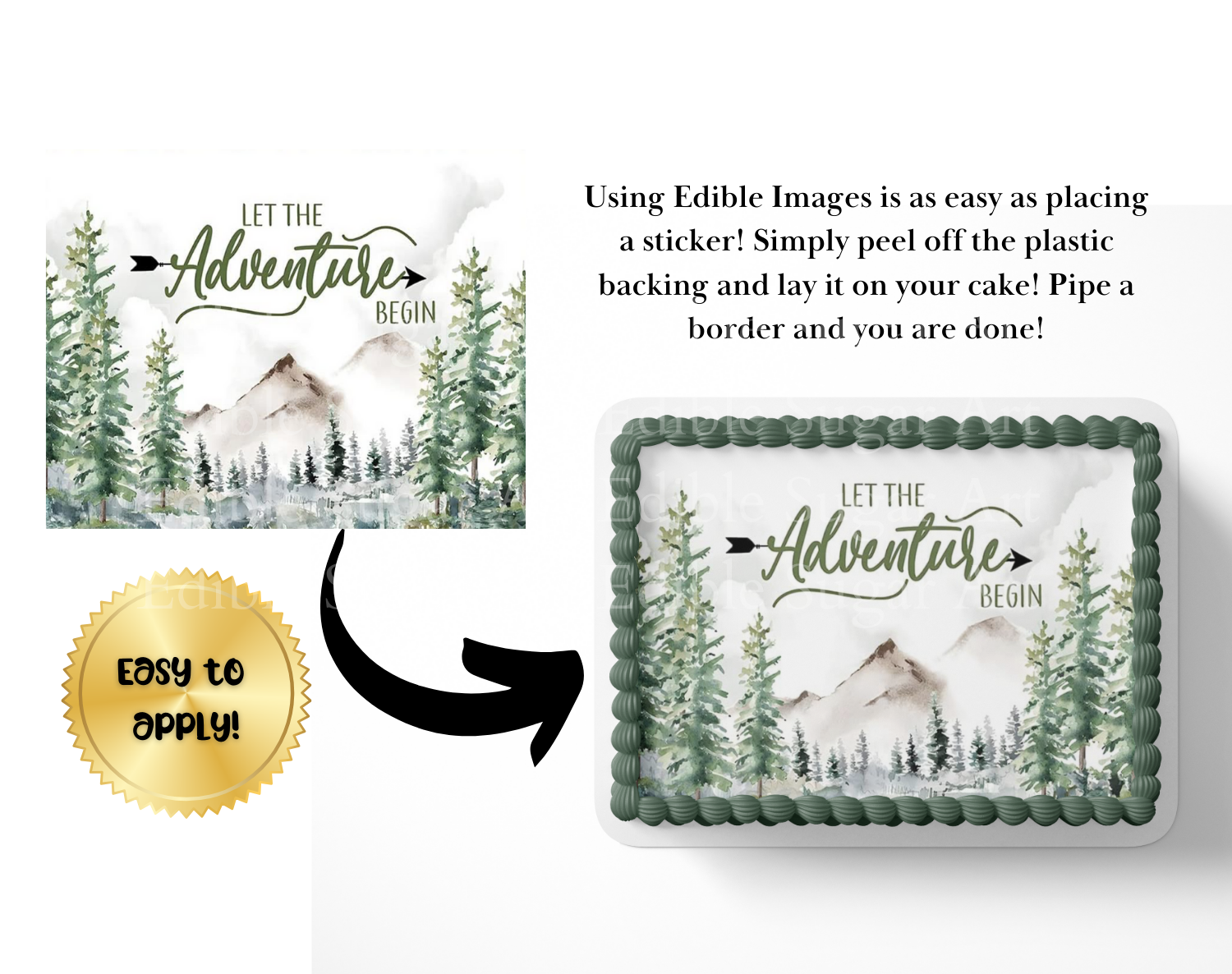 Let the adventure begin baby shower cake topper, cake topper, adventure awaits cake topper, 