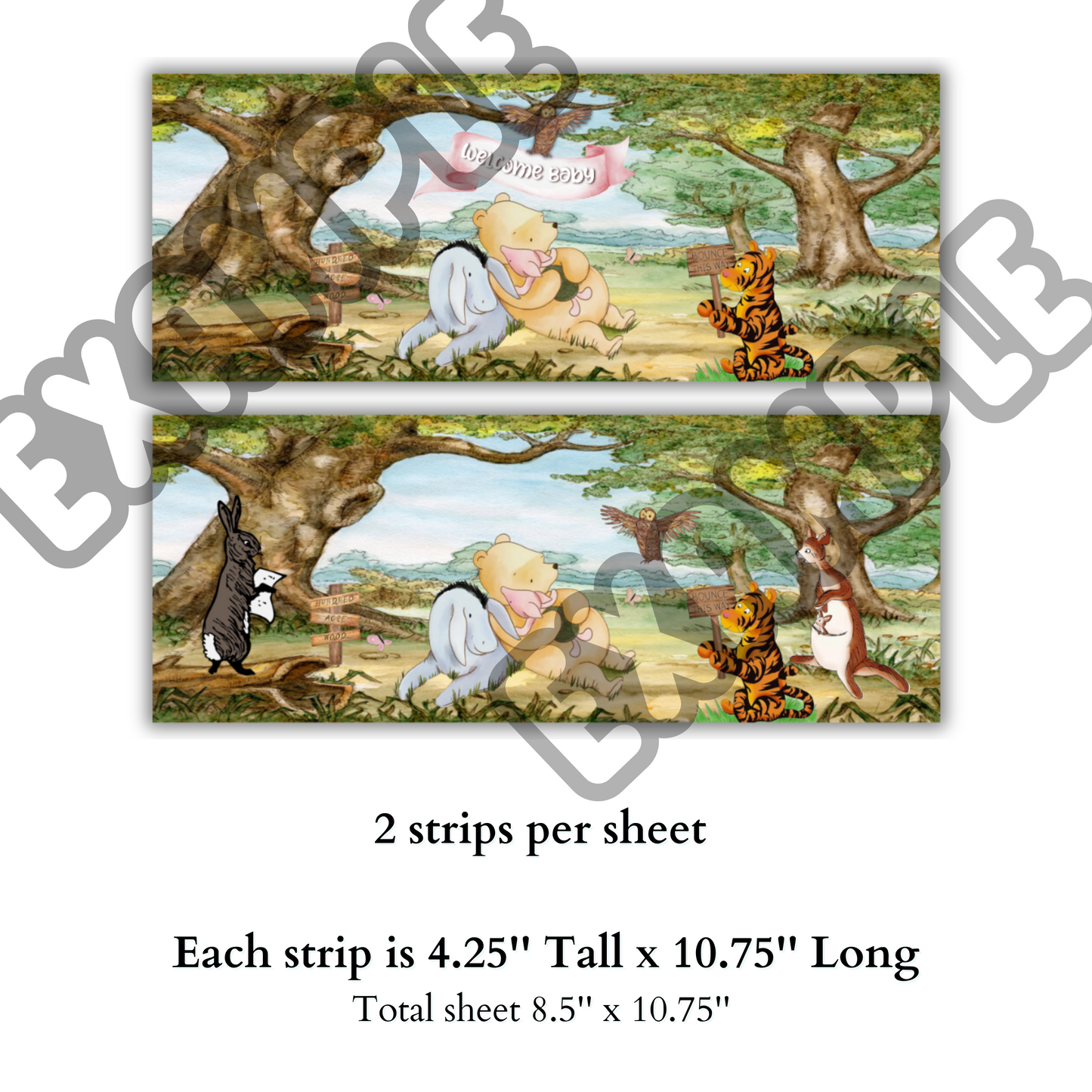 Pooh Bear Edible Cake Wraps | Baby Shower | Single or Tiered Cakes