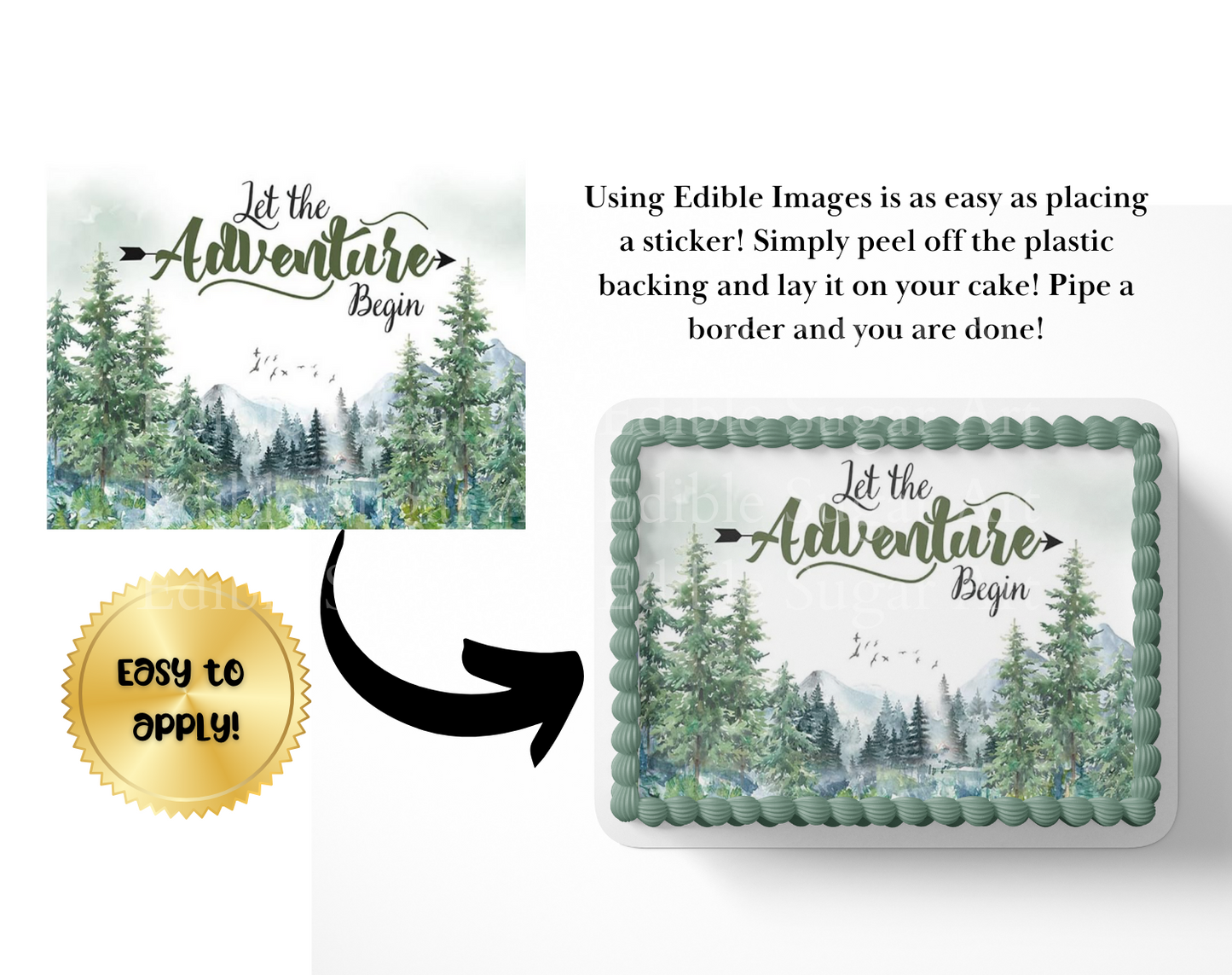 Oh Boy cake topper, the greatest adventure is about to begin, adventure awaits baby shower, cake topper, edible image, edible sugar art