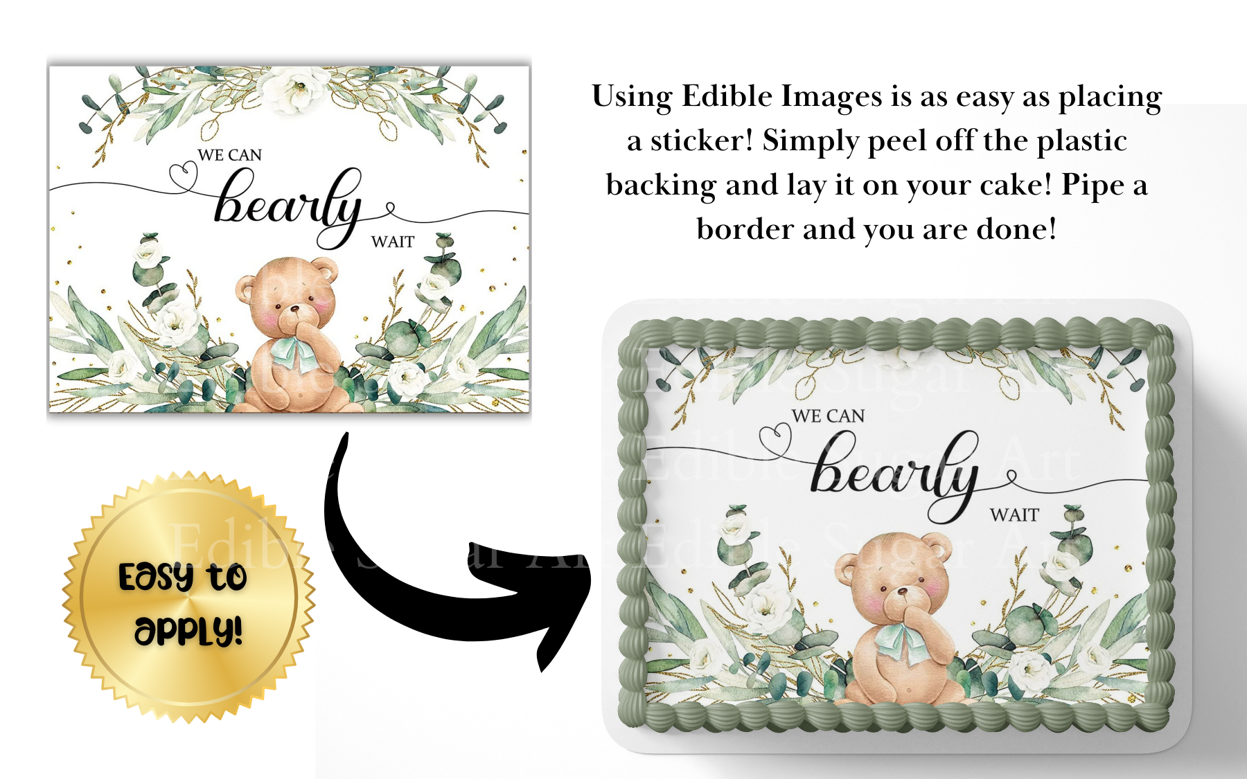 BEAR CAKE TOPPER WE CAN BEARLY WAIT