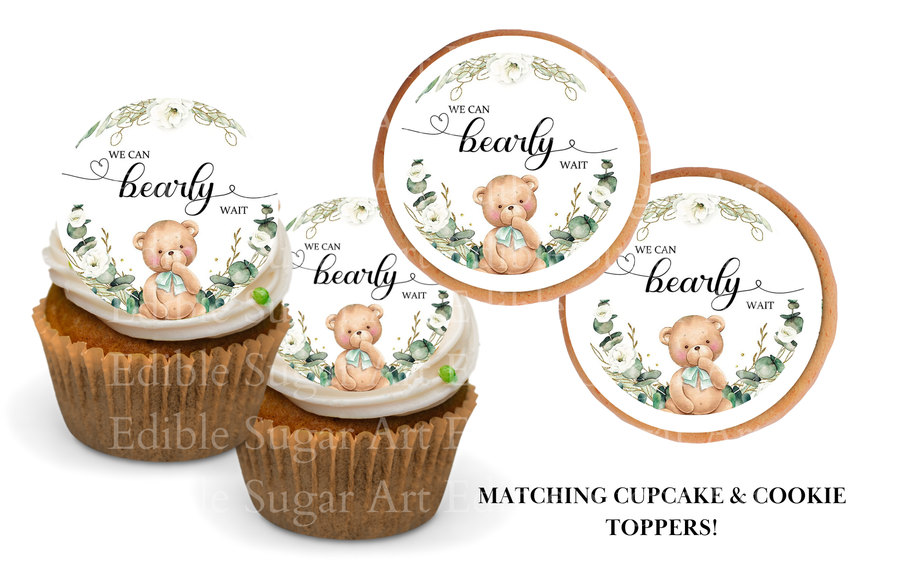 We can Bearly wait cupcake toppers