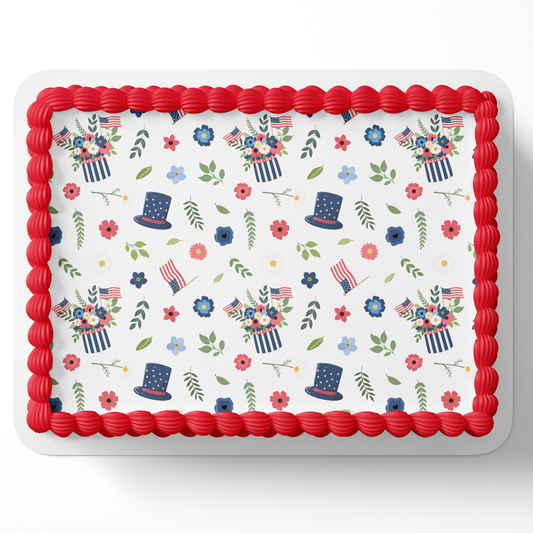 4th of July cake topper edible image, forth of July, 4th of July, cake topper, edible image, cupcake toppers