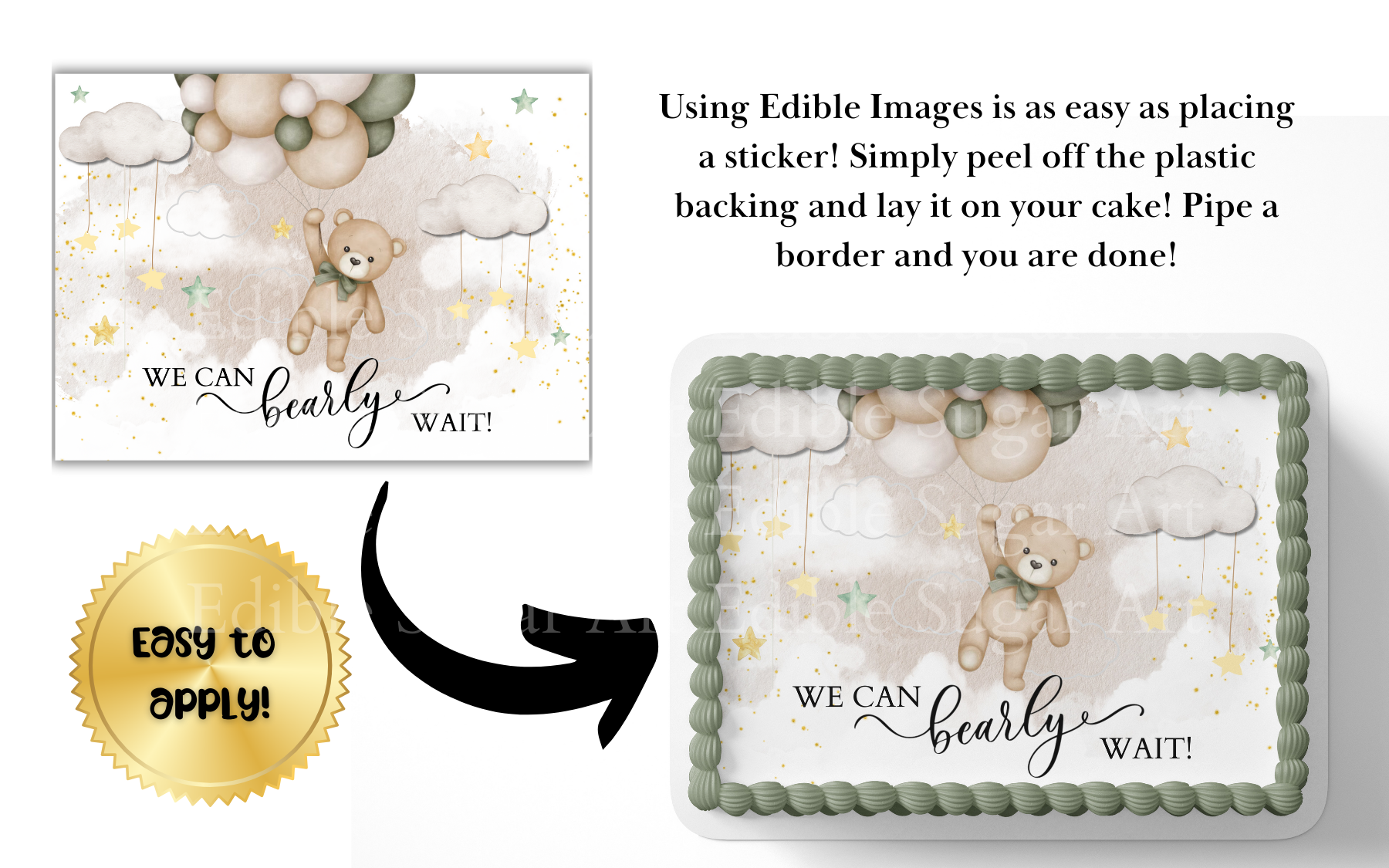 WE CAN BEARLY WAIT BABY SHOWER CAKE TOPPER