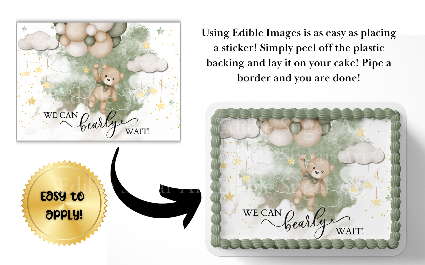 WE CAN BEARLY WAIT BABY SHOWER CAKE TOPPER