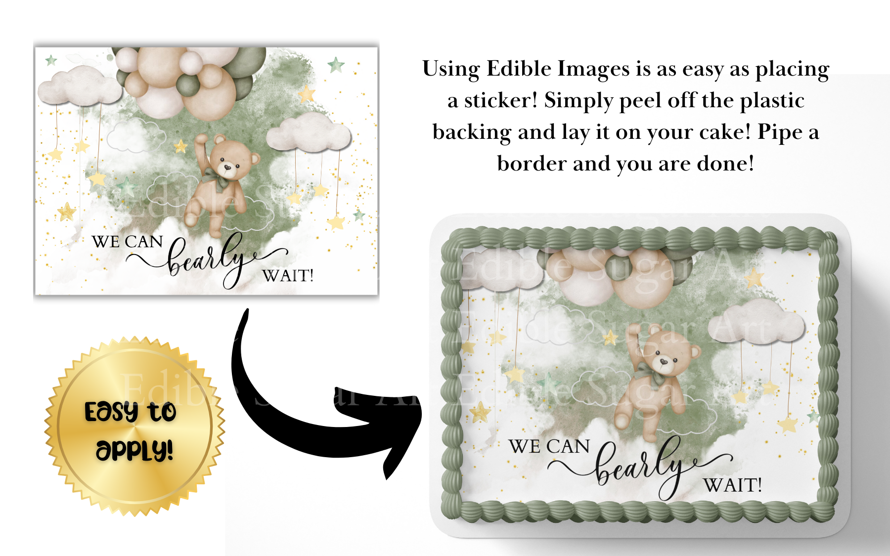 WE CAN BEARLY WAIT BABY SHOWER CAKE TOPPER