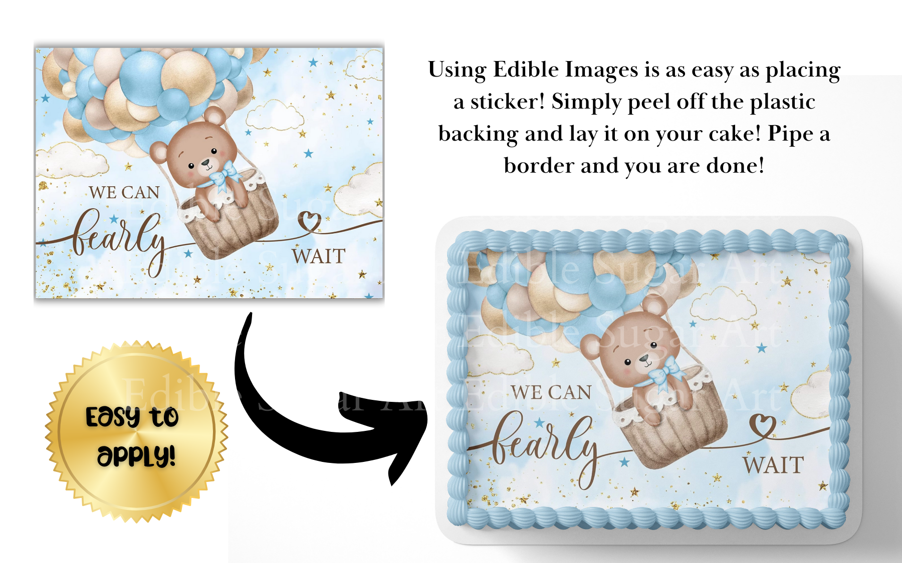 WE CAN BEARLY WAIT BABY SHOWER CAKE TOPPER