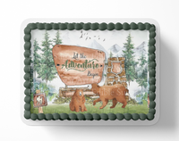 Let the adventure begin baby shower cake topper, the greatest adventure is about to begin, adventure awaits baby shower, cake topper, woodland cake topper, woodland baby shower, edible image, edible sugar art